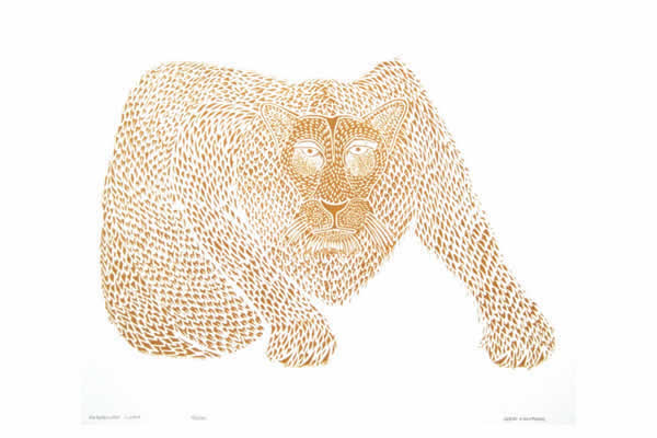 American Lion - linocut block print