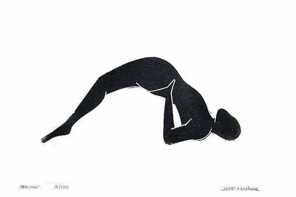 Bridge Yoga Pose - linocut block print